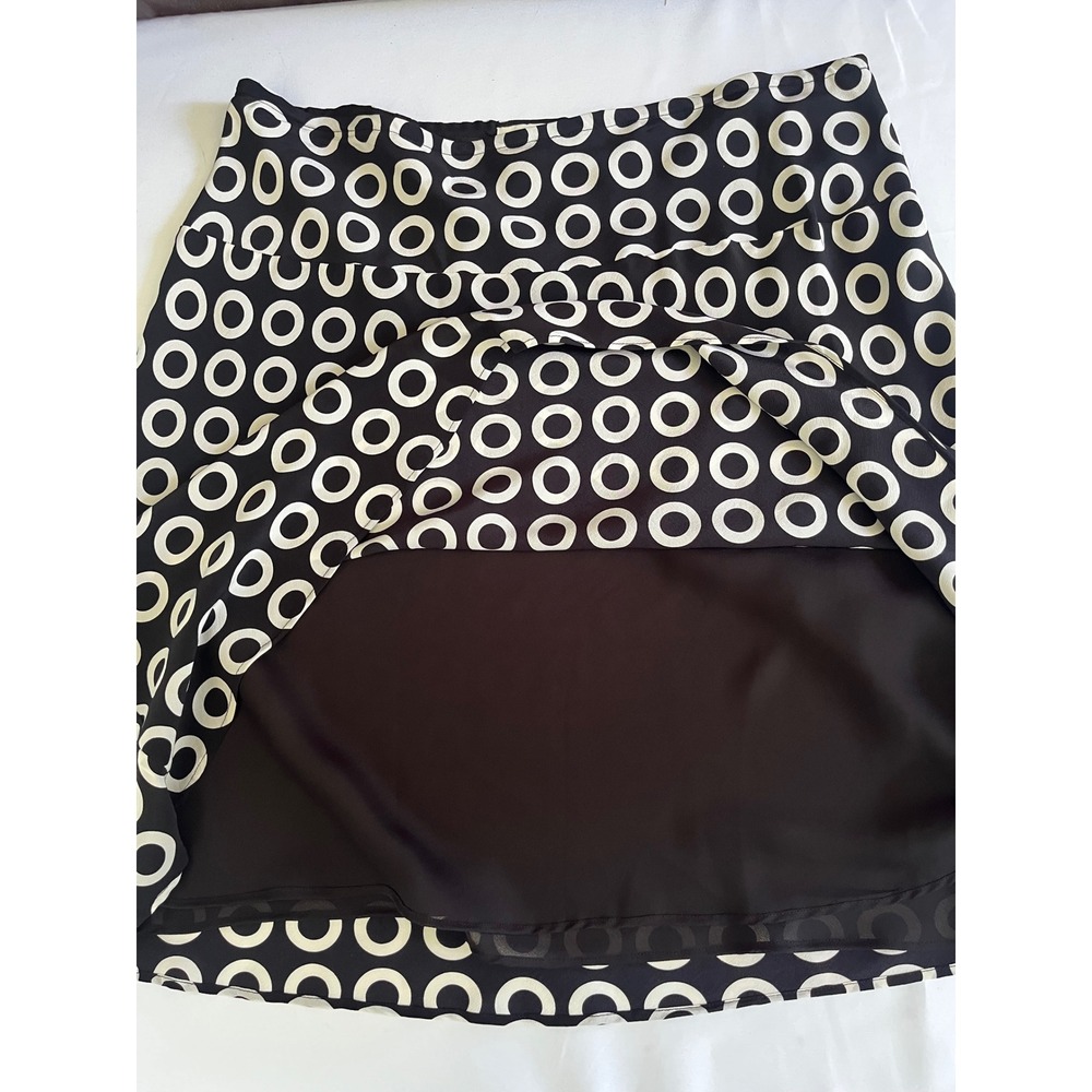 Allison Taylor 100% Silk A-Line Skirt Large Black White Geometric Circle Print - Picture 5 of 6